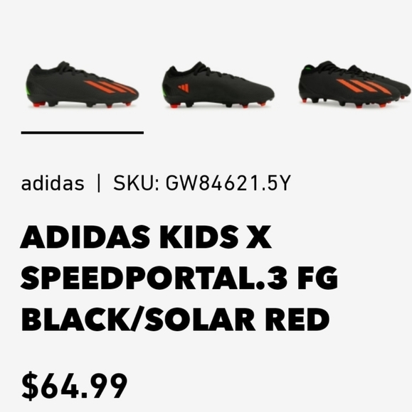 ADIDAS KIDS X SPEEDPORTAL.3 FG BLACK/SOLAR RED - Size 5 - Picture 8 of 8